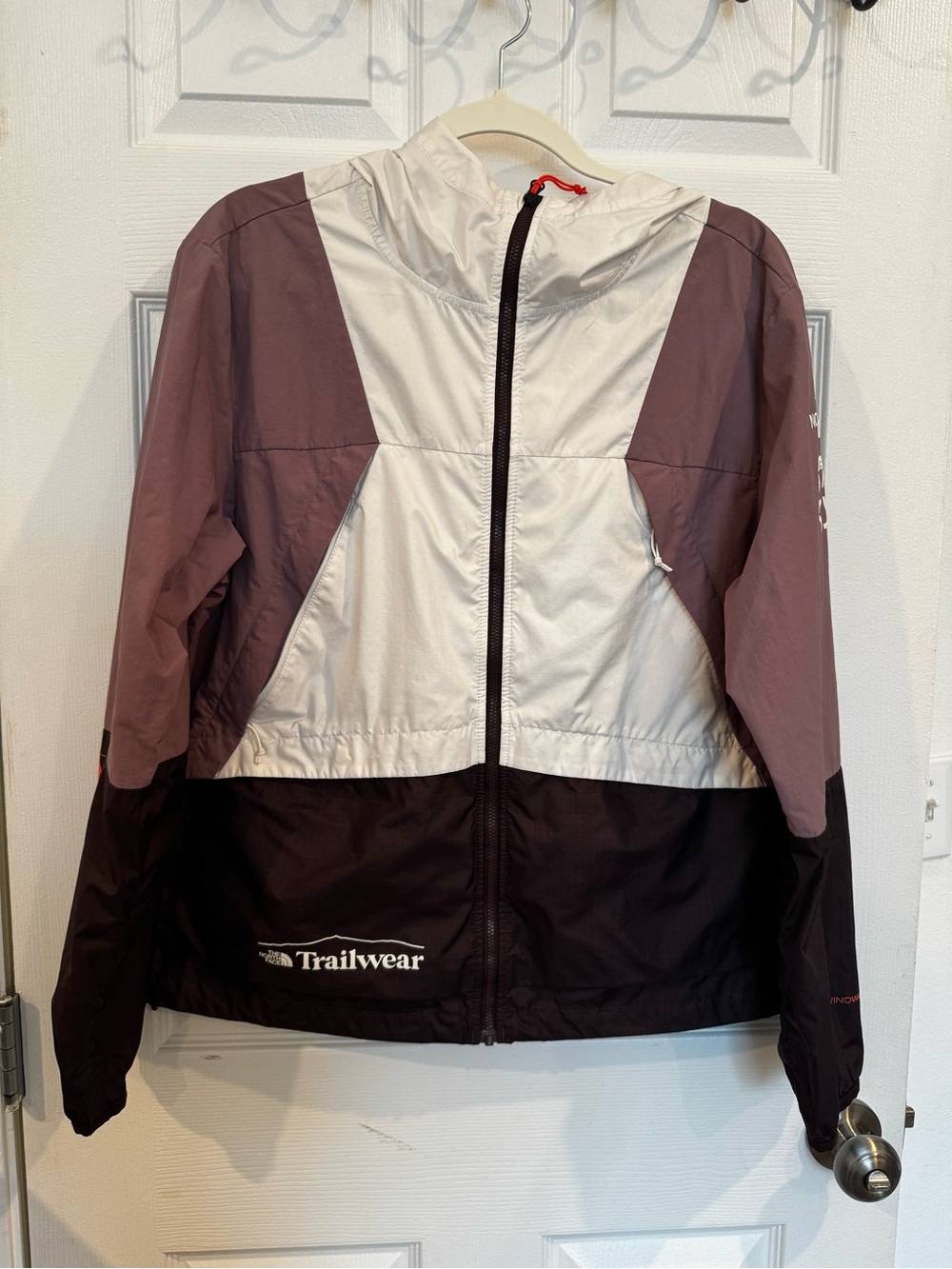 The North Face Colorblock Hooded Windbreaker Jacket - White, Mauve, Black